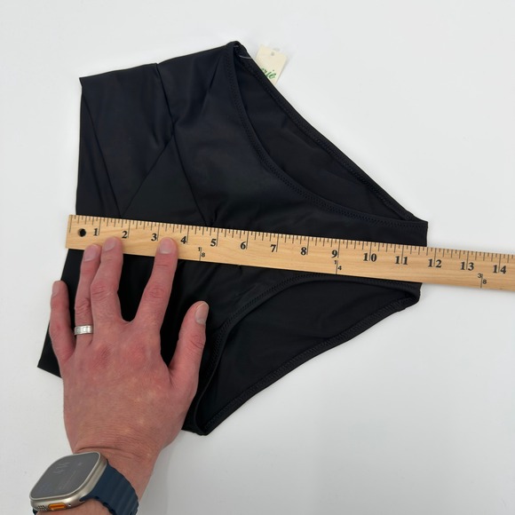Aerie Black High Waisted Full Coverage Cross Waist Bikini Bottoms XS - Picture 11 of 12